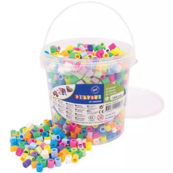 PlayBox: 9mm-es XL MAXI pasztell és neon színű vasalható gyöngyök vödörben 1400db-os csomag kép