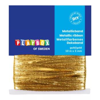 PlayBox: Arany színű, fémes díszszalag 10m x 3mm kép