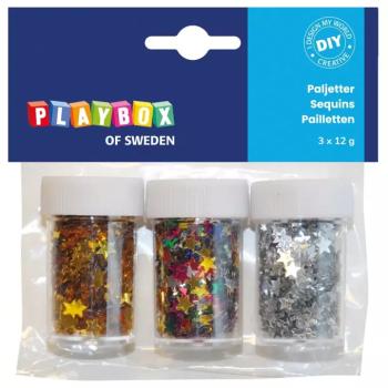 PlayBox: Dekorációs csillagok különböző színekben 3x12g-os csomag kép