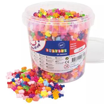 PlayBox: Fűzhető színes műanyag gyöngyök 8-13 mm 2100db kép