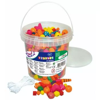 PlayBox: Színes fűzhető fa gyöngy szett vödörben 250gr kép