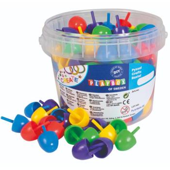 PlayBox: Színes nagyméretű mozaik pötyi 125 db-os szett vödörben 2cm kép