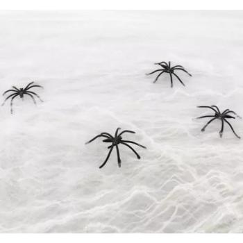 Pókháló pókokkal halloween dekoráció - fehér hálóval kép
