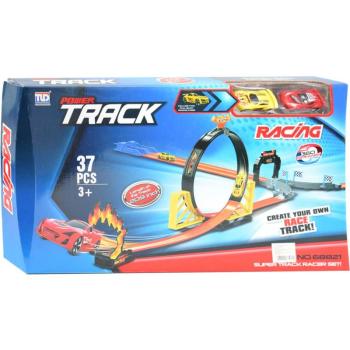 Power Track 37db-os versenypálya szett hurokkal és 2db hátrahúzható autóval 1/64 kép
