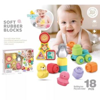 Puha építőkocka szett kisállatokkal – 18 db-os kép