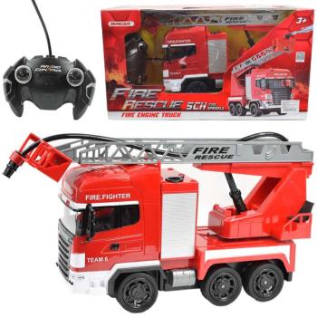 RC Távirányítós emelőkosaras tűzoltóautó vízágyúval 1/24-es méretarány 27 MHz 30cm kép