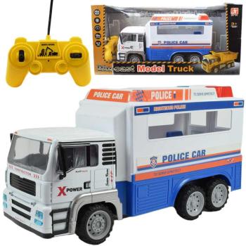 RC Távirányítós fém fülkés rendőrségi teherautó fényeffektekkel 27MHz 1/12-es méretarány 32cm kép
