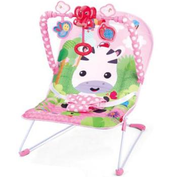 Rezgő és zenélő pihenőszék pink színben zebra mintával kép