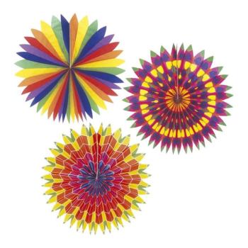 Rosetta party dekoráció, színes mintás, O 50 cm, 3 féle színben, 1 db kép