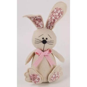 Rószaszín virágos nyuszi figura filcből - 28 cm kép