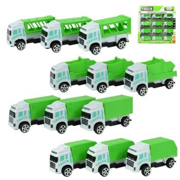 Sanitation Truck: 12 db-os hulladékszállító teherautó szett 1/64 kép
