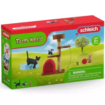 Schleich: Farm World - Játékélmény aranyos cicáknak játékszett (42501)