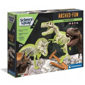 Science&Play: Archeofun Világító T-rex és Triceratops régész szett - Clementoni kép