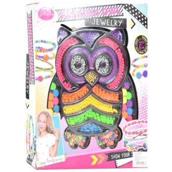 Show Your Style: Ékszerkészítő gyöngyfűző készlet bagoly alakú tárolóban 200+ színes gyöngyökkel és kiegészítőkkel kép