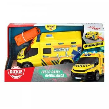 SOS Iveco mentőautó hanggal és fénnyel 18cm-es - Dickie Toys kép