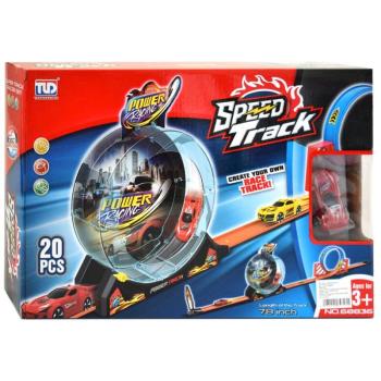 Speed Track 20db-os versenypálya hurokkal és hátrahúzható autóval 1/64 kép