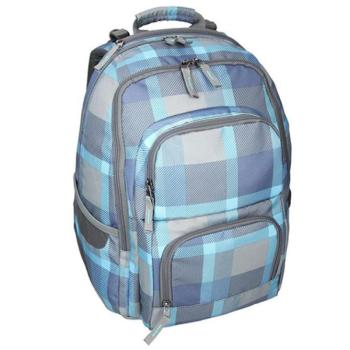Spirit: E-Bag kék kockás lekerekített iskolatáska, hátizsák 46x34x22cm kép
