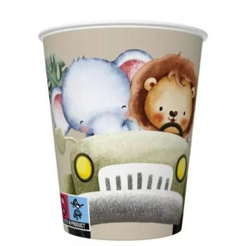 Szafari állatok a dzsipben papírpohár - 250 ml, 8 darabos kép