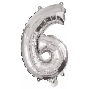 Számos fólia lufi ezüst színben – 6-os szám 86cm kép