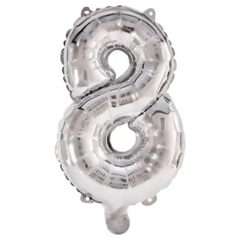 Számos fólia lufi ezüst színben – 8-as szám 86cm