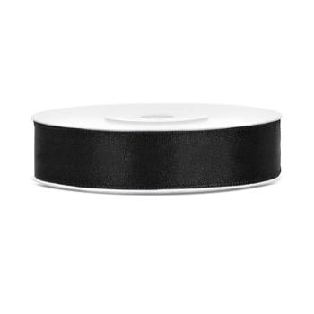 Szatén szalag - fekete 12mm/25m kép