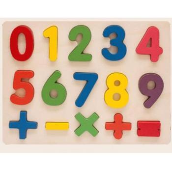 Színes fa formaillesztő puzzle számokkal 15db-os készlet kép