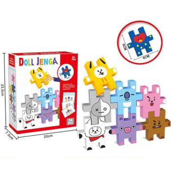 Színes Jenga 24db-os állatos puzzle 6cm-es elemekkel kép