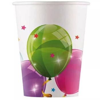 Színes lufik papírpohár 8db-os szett 200ml kép