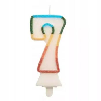 Színes számgyertya csillámmal, 8,5 cm - 7 kép