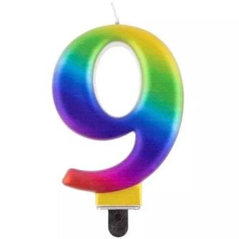 Szivárvány színű születésnapi gyertya, 8 cm - 9 kép