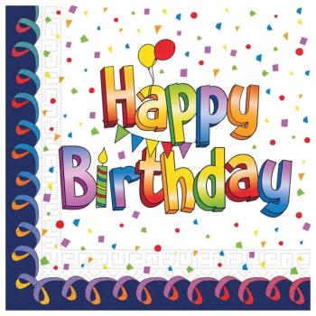 Szivárványos szülinapi ;Happy Birthday; feliratú papírszalvéta 20db-os csomag kép