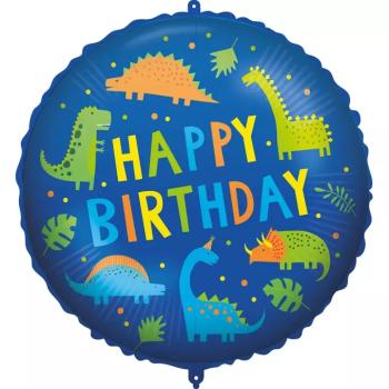 Szülinapi fólia lufi – „Happy Birthday” felirattal, dinoszauruszos mintával 46cm kép