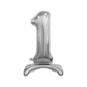 Talpas álló fólia lufi 1-es ezüst 74 cm kép