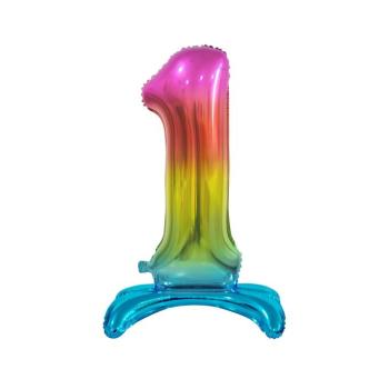 Talpas álló fólia lufi 1-es szivárvány 74 cm