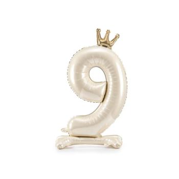 Talpas álló fólia lufi 9 - Satin cream 84 cm kép