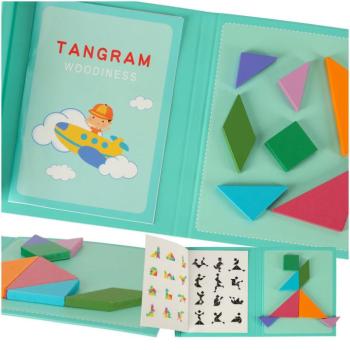 Tangram mágneses könyv Montessori kirakós blokkok 3D logikai játék kép