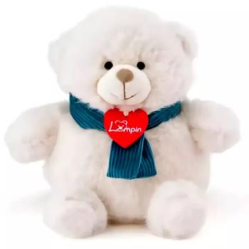Teddy fehér plüss maci kék sállal 18cm - Lumpin kép
