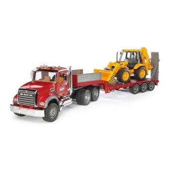 Teherautó - MACK Granite vontatmánnyal, JCB 4CX traktorral - Bruder 2813 kép