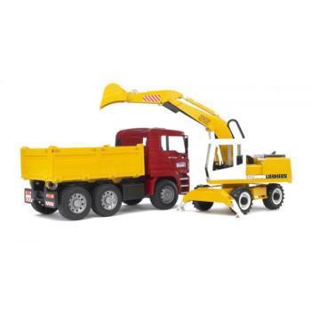 Teherautó - MAN TGA, Liebherr kotrógéppel - Bruder 2751 kép