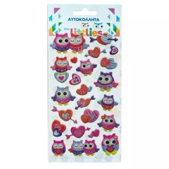 The Littlies: Csillogó baglyos 3D pufi matrica szett 10x22cm-es íven kép