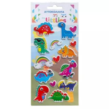 The Littlies: Dinoszaurusz mintás 3D pufi matrica szett 10x22cm-es íven kép
