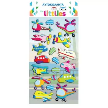 The Littlies: Repülős, helikopteres 3D pufi matrica szett 10x22cm-es íven kép