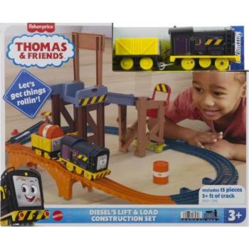 Fisher-Price: Thomas és barátai Diesel Lift & Load építkezési vasúti pályaszett motorizált vonattal - Mattel kép