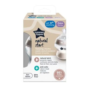 Tommee Tippee: Closer To Nature átlátszó cumisüveg 150ml (0 hó+) kép