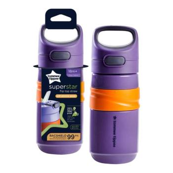 Tommee Tippee: Superstar Flip top straw Itatópohár szívószállal lila színben 500ml (18 hó+) kép