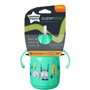 Tommee Tippee: Superstar Zöld Szívószálas Tanuló Itatópohár 300ml kép