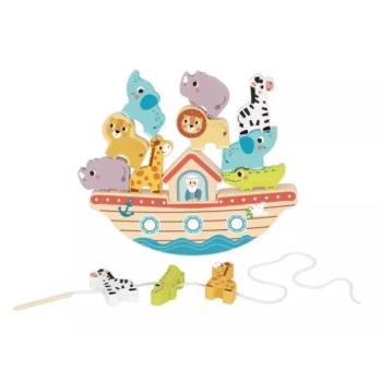 Tooky Toy: 2 az 1-ben Noé bárkája egyensúlyozó- és fűzős játék kép