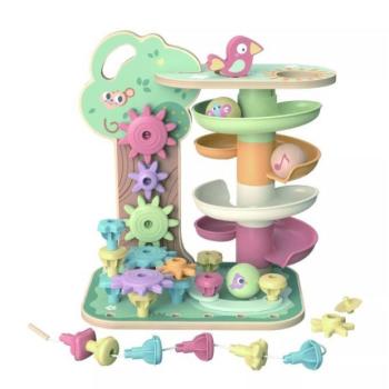 Tooky Toy: 3 az 1-ben golyópálya és fogaskerekes építőjáték kép