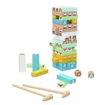Tooky Toy: Állatos ügyességi építőjáték fából kép