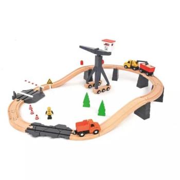 Tooky Toy: Fa autópálya szett - Építkezés, 35 db-os